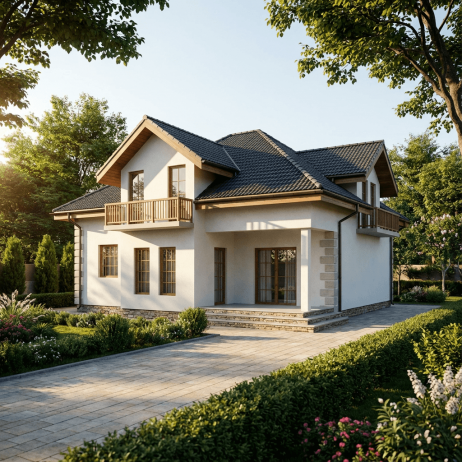 Projekat kuće Apis, savremene kuće sa potkrovljem. Planovi kuća za porodični život.